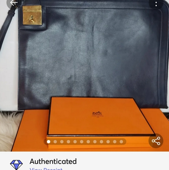 VTG Hermes Portfolio Leather Case w/ Wristlet - Picture 2 of 15